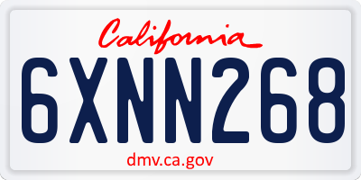 CA license plate 6XNN268