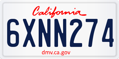 CA license plate 6XNN274