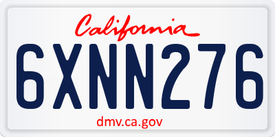 CA license plate 6XNN276