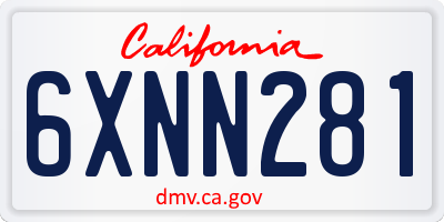CA license plate 6XNN281