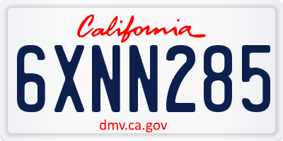 CA license plate 6XNN285