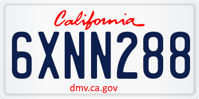 CA license plate 6XNN288
