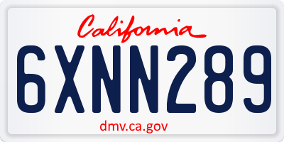 CA license plate 6XNN289