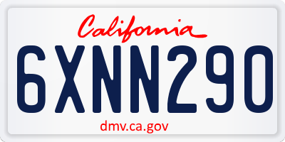 CA license plate 6XNN290