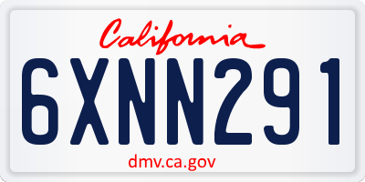 CA license plate 6XNN291