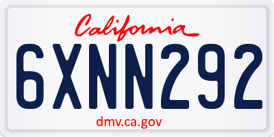 CA license plate 6XNN292