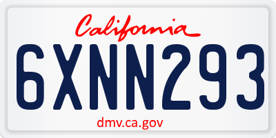 CA license plate 6XNN293