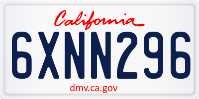 CA license plate 6XNN296