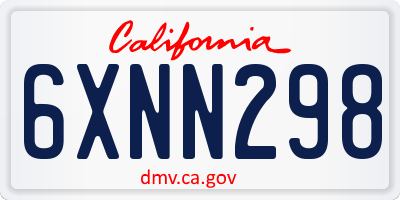 CA license plate 6XNN298