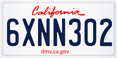 CA license plate 6XNN302