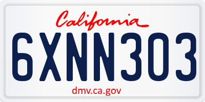 CA license plate 6XNN303