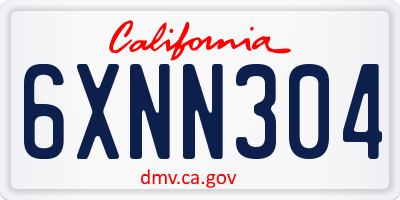 CA license plate 6XNN304