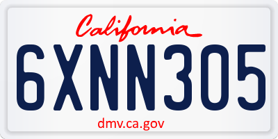 CA license plate 6XNN305