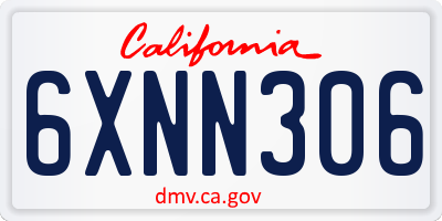CA license plate 6XNN306