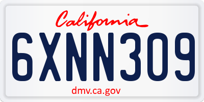 CA license plate 6XNN309