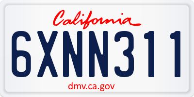 CA license plate 6XNN311