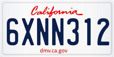 CA license plate 6XNN312