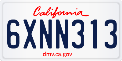 CA license plate 6XNN313
