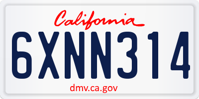 CA license plate 6XNN314