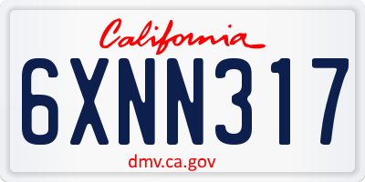 CA license plate 6XNN317