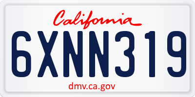 CA license plate 6XNN319