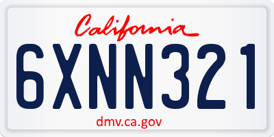 CA license plate 6XNN321