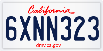 CA license plate 6XNN323
