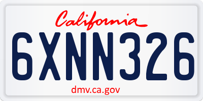 CA license plate 6XNN326