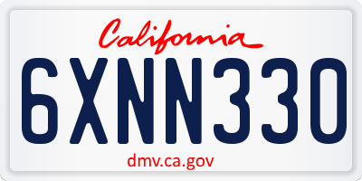 CA license plate 6XNN330