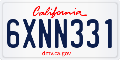 CA license plate 6XNN331