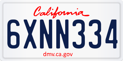 CA license plate 6XNN334