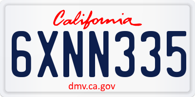 CA license plate 6XNN335