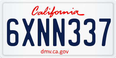 CA license plate 6XNN337