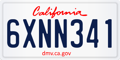 CA license plate 6XNN341