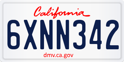 CA license plate 6XNN342