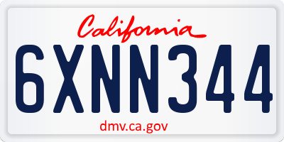 CA license plate 6XNN344