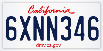 CA license plate 6XNN346