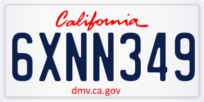CA license plate 6XNN349