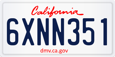 CA license plate 6XNN351