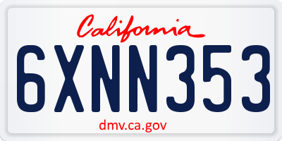 CA license plate 6XNN353