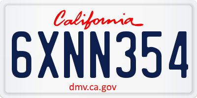 CA license plate 6XNN354