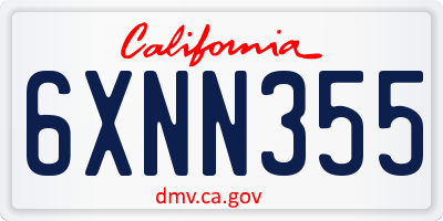 CA license plate 6XNN355