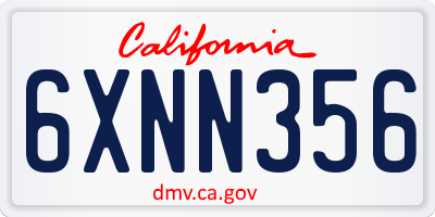 CA license plate 6XNN356