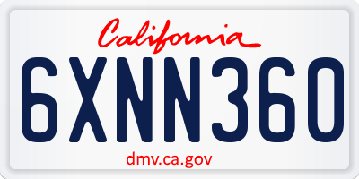 CA license plate 6XNN360