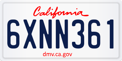 CA license plate 6XNN361