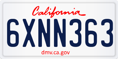 CA license plate 6XNN363