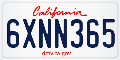 CA license plate 6XNN365