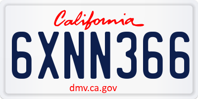 CA license plate 6XNN366
