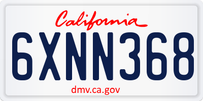 CA license plate 6XNN368