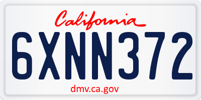 CA license plate 6XNN372